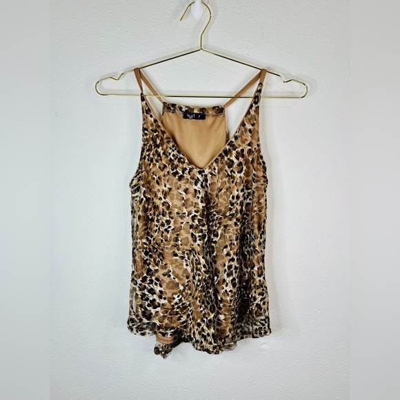 Love J Women's Small Leopard Print Sheer Tank Top Layered V-Neck Cami Blouse - Picture 3 of 15